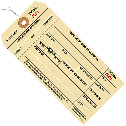 6 <span class='fraction'>1/4</span> x 3 <span class='fraction'>1/8</span>" - (1000-1999) Inventory Tags 1 Part Stub Style #8 - Pre-Wired