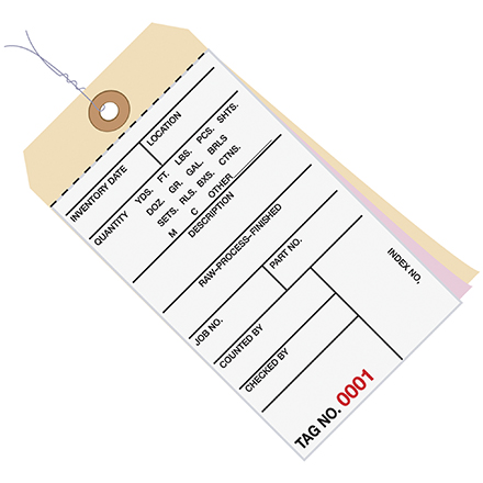 6 <span class='fraction'>1/4</span> x 3 <span class='fraction'>1/8</span>" - (6000-6499) Inventory Tags 3 Part Carbonless #8 - Pre-Wired